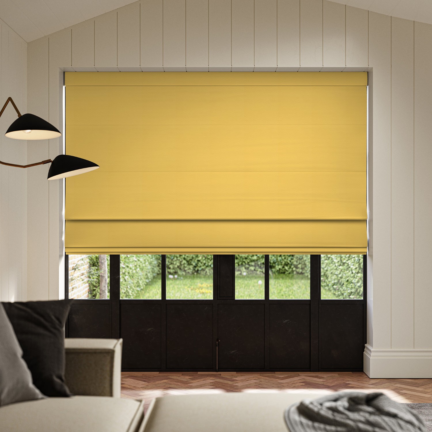 meryl sunflower pocketed roman blind