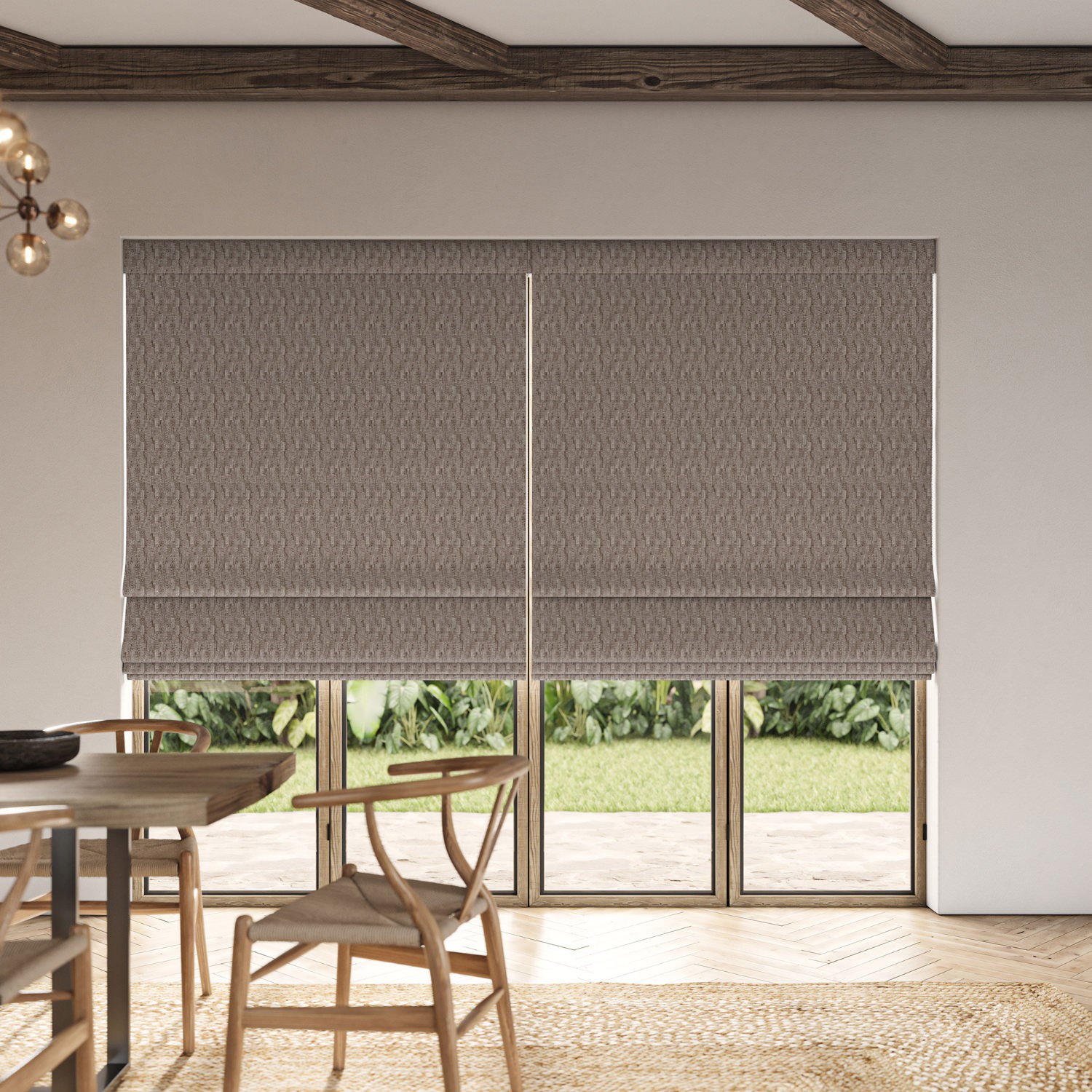 mona porcini jacquard roman blind