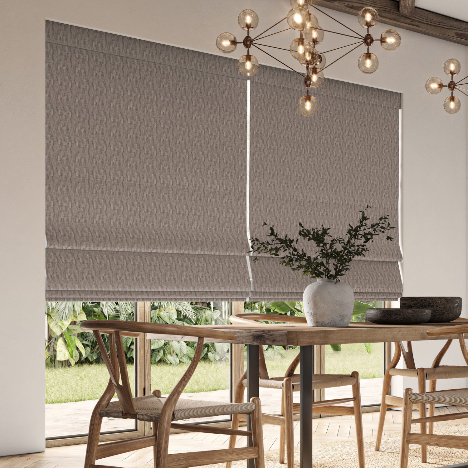 mona porcini jacquard roman blind