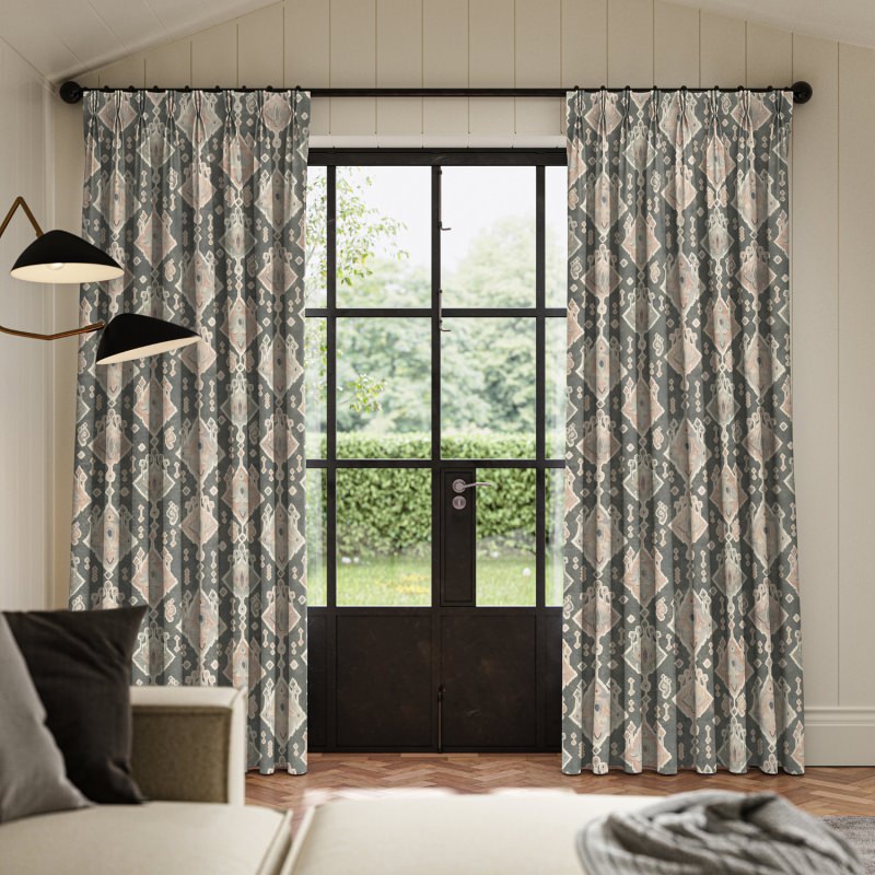 Niro Smoke Printed Curtain with a subtle, modern grey printed fabric design.