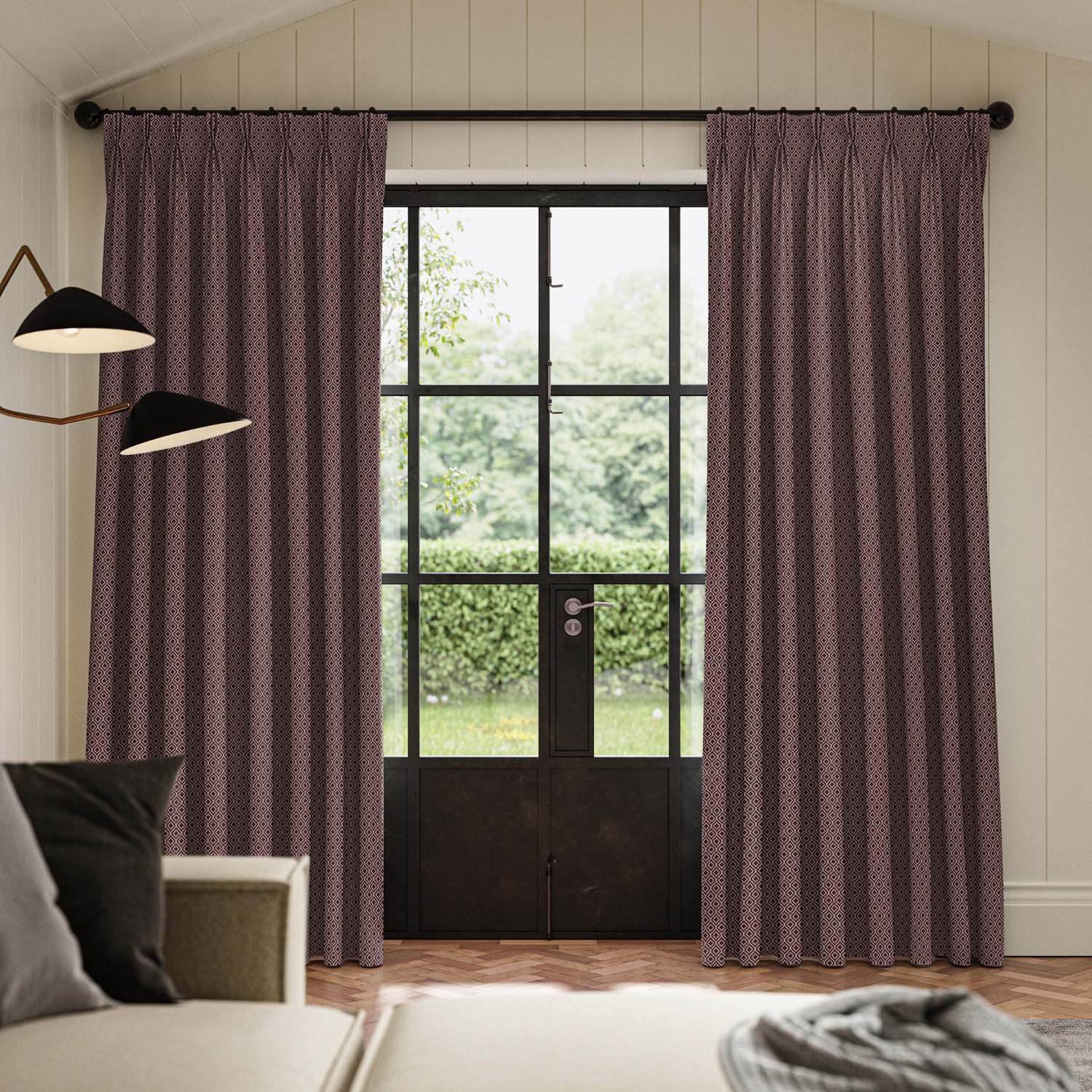 ortega berry jacquard curtain