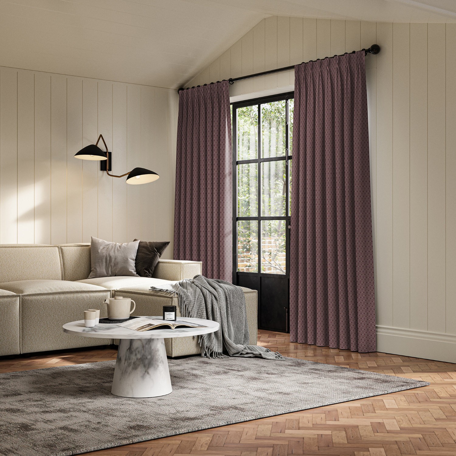 ortega berry jacquard curtain