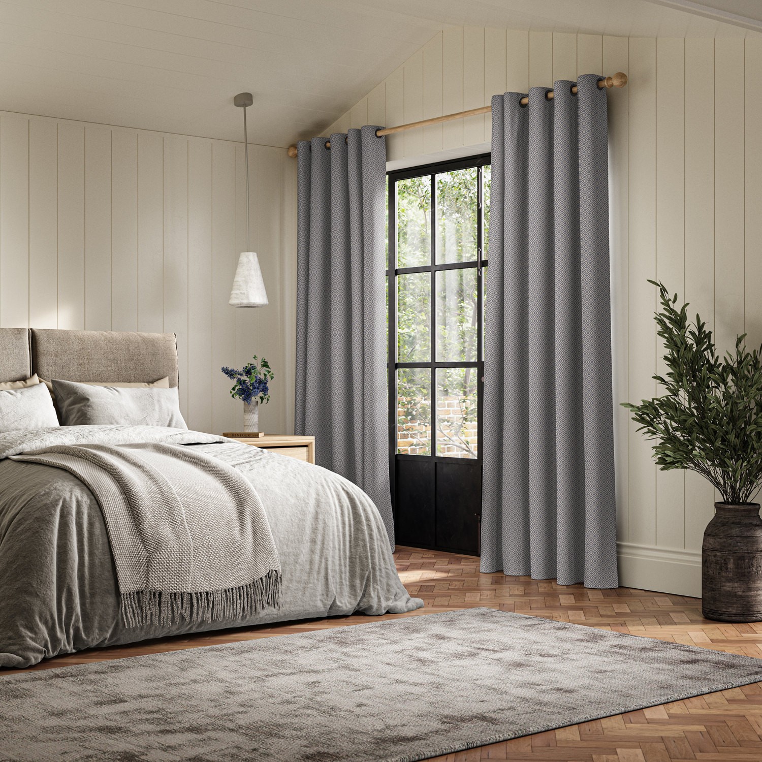 ortega graphite jacquard curtain