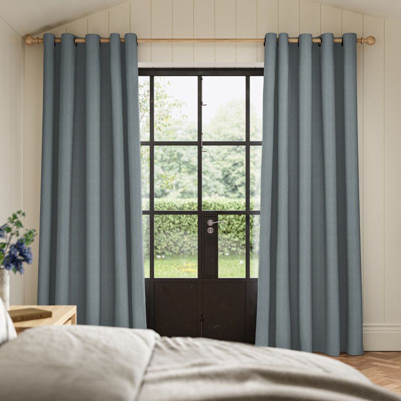 Ossie Denim Jacquard Curtain showcasing its modern, textured denim-effect jacquard weave.