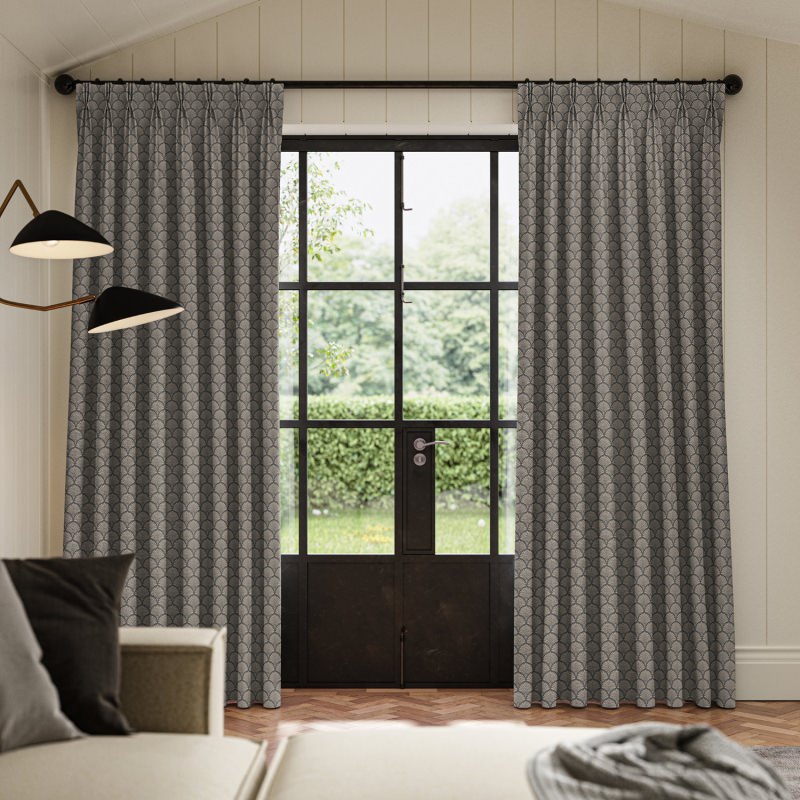 Paros Shadow Jacquard Curtain with a sophisticated woven pattern creating textural light and shadow.