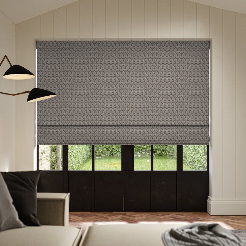 Paros Shadow Jacquard Roman Blind with a sophisticated woven pattern creating textural light and shadow