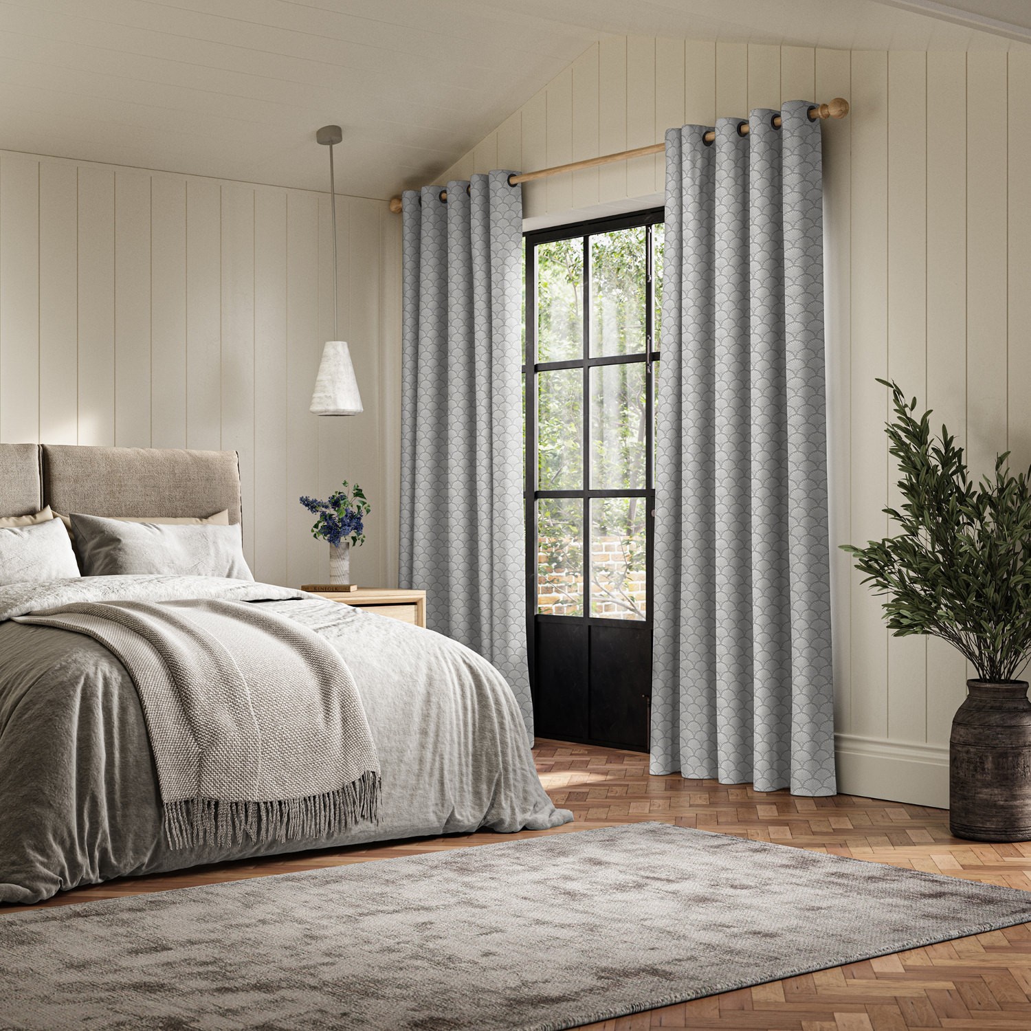 paros silver jacquard curtain