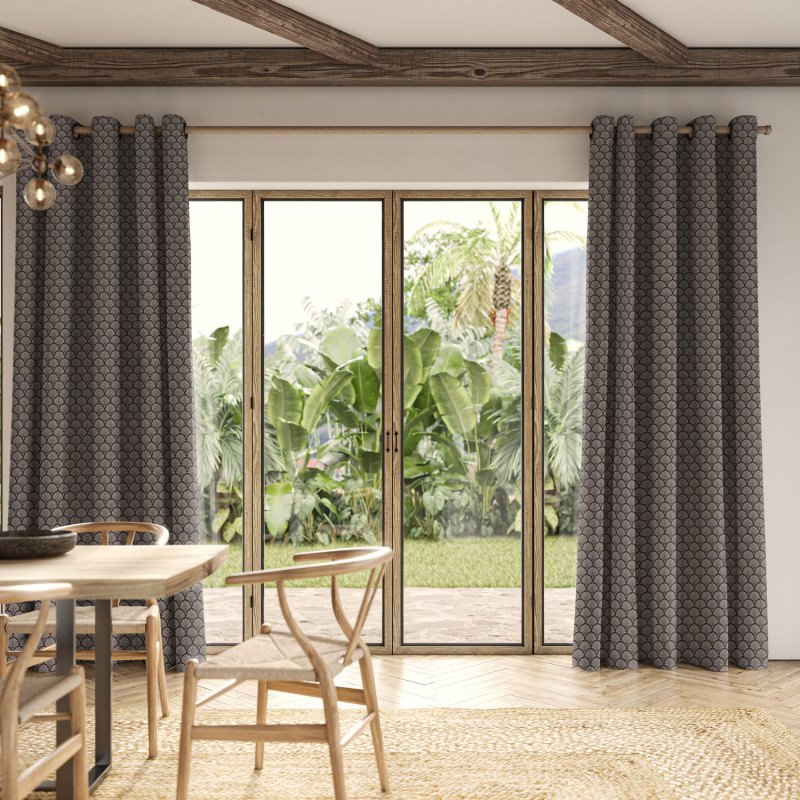 Paros Thistle Jacquard Curtain in a gentle dusty purple with a beautiful woven texture.