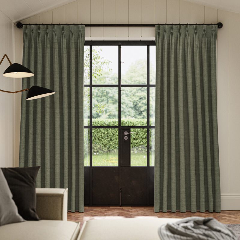 Penelope Eucalyptus Boucle Curtain in a calming green with a cosy, tactile weave.