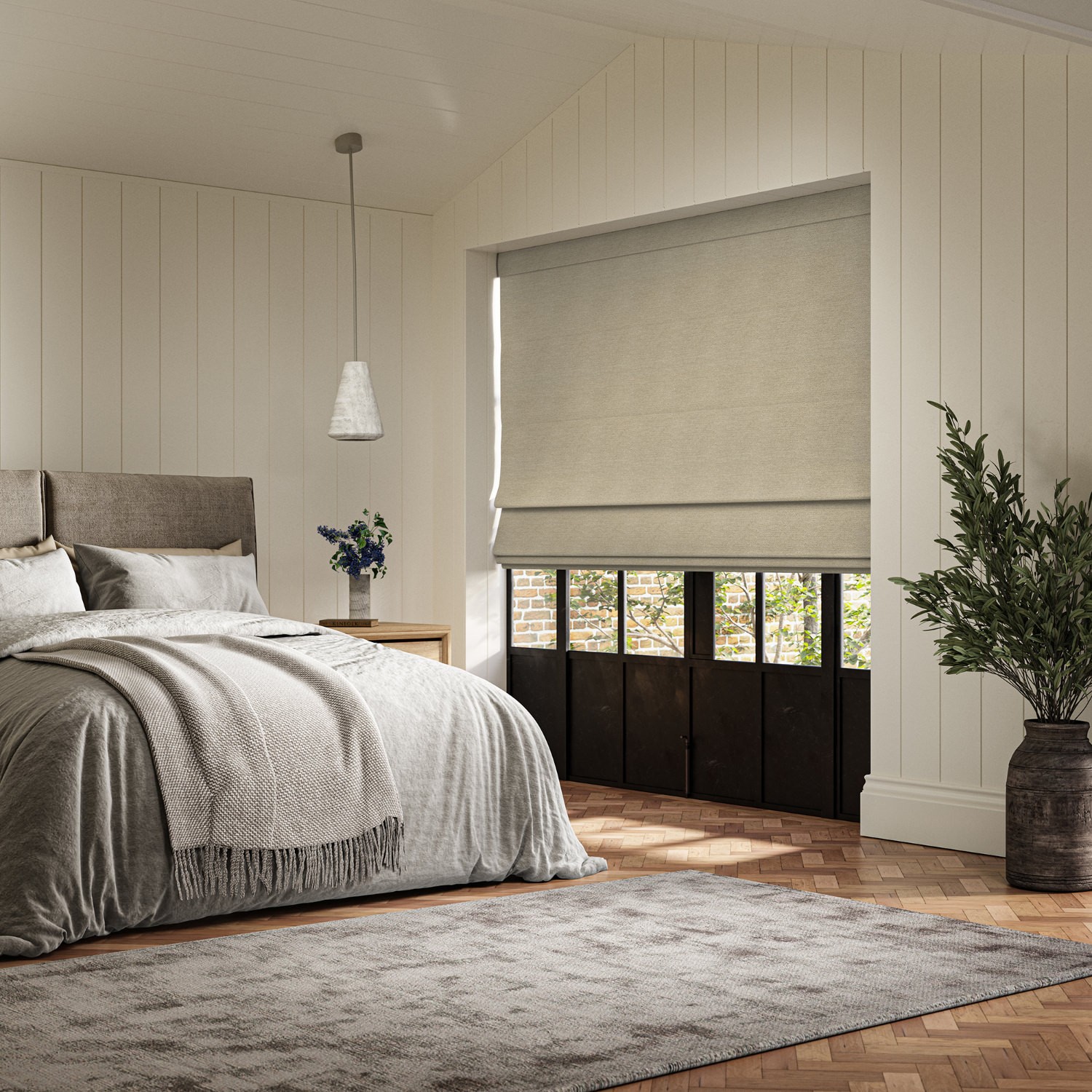 penelope oatmeal boucle roman blind