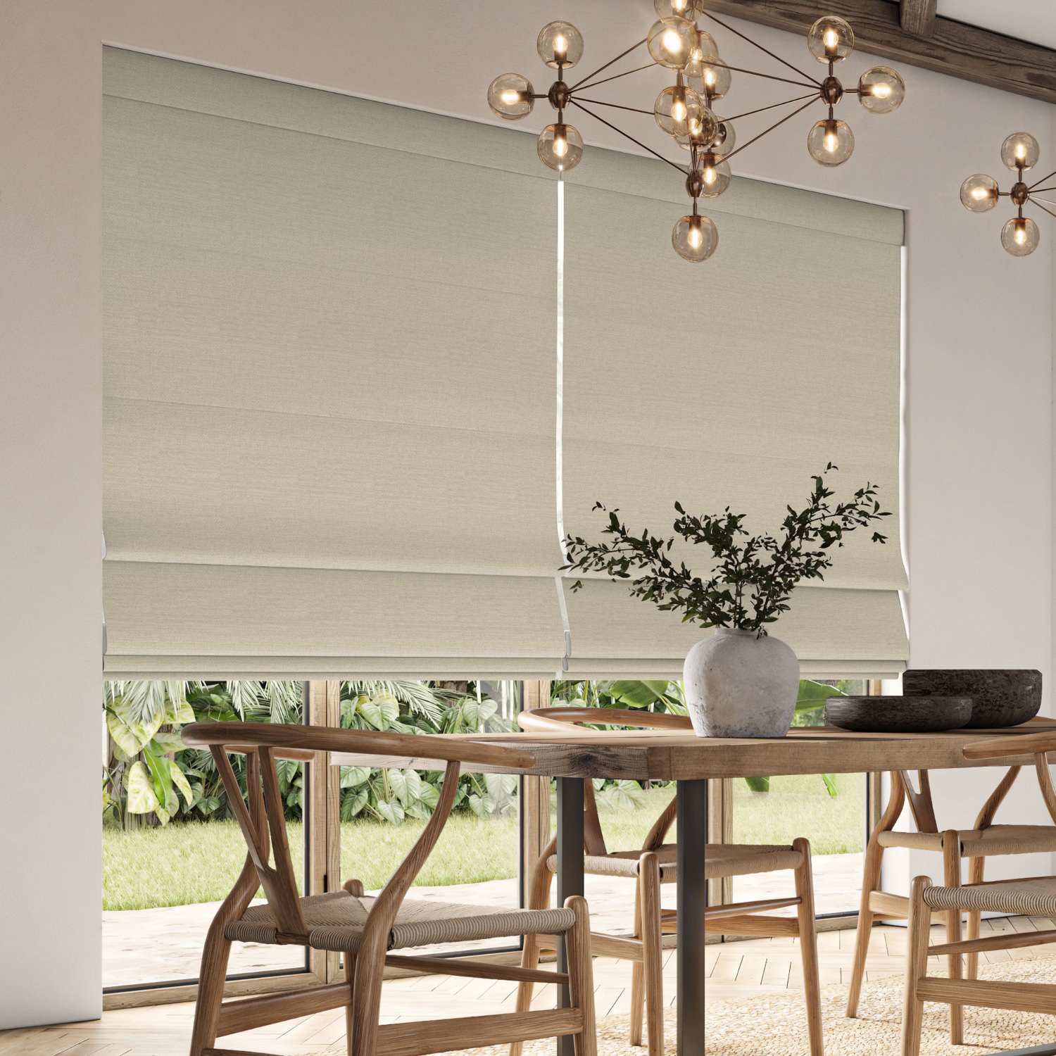 penelope oyster boucle roman blind