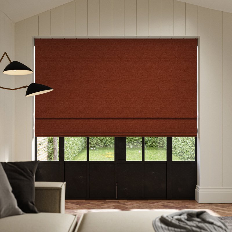 Penelope Paprika Boucle Roman Blind in a warm, spicy hue with a wonderfully tactile boucle weave