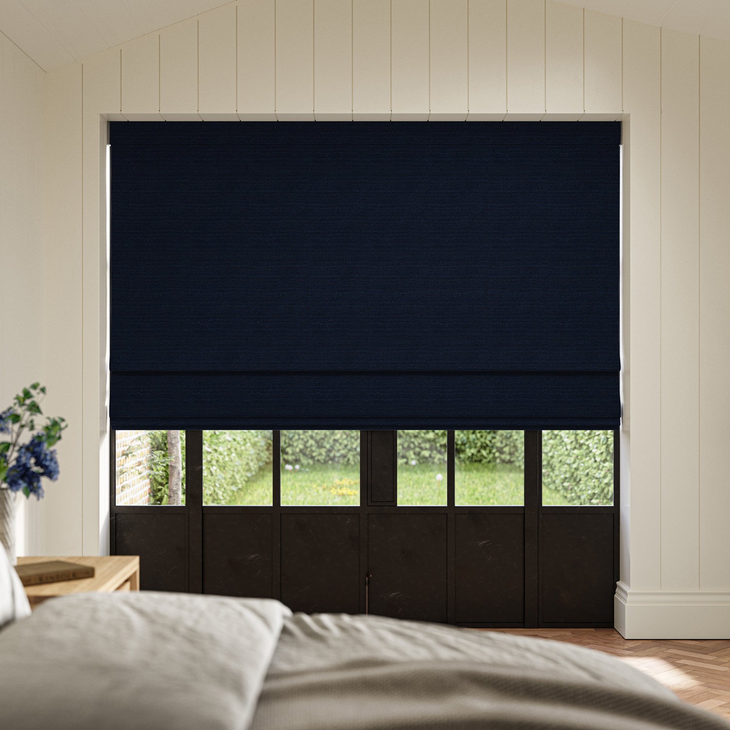 penelope prussian boucle roman blind