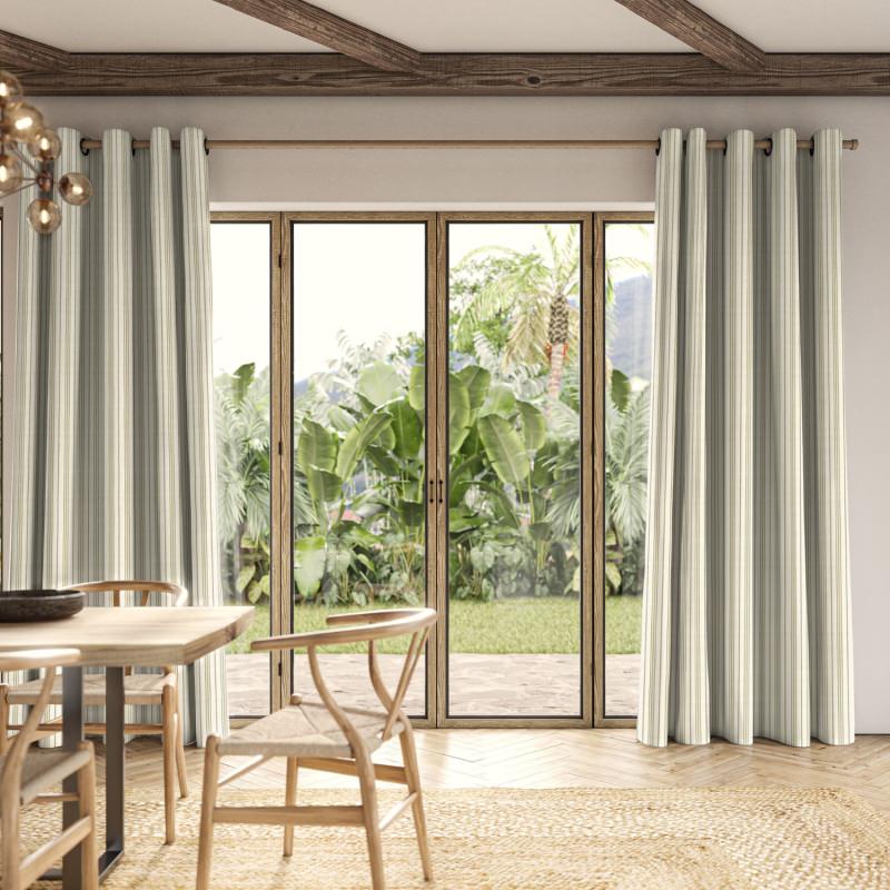 Phoebe Sage Woven Curtain in a soft, muted sage green with a gentle, tactile weave.