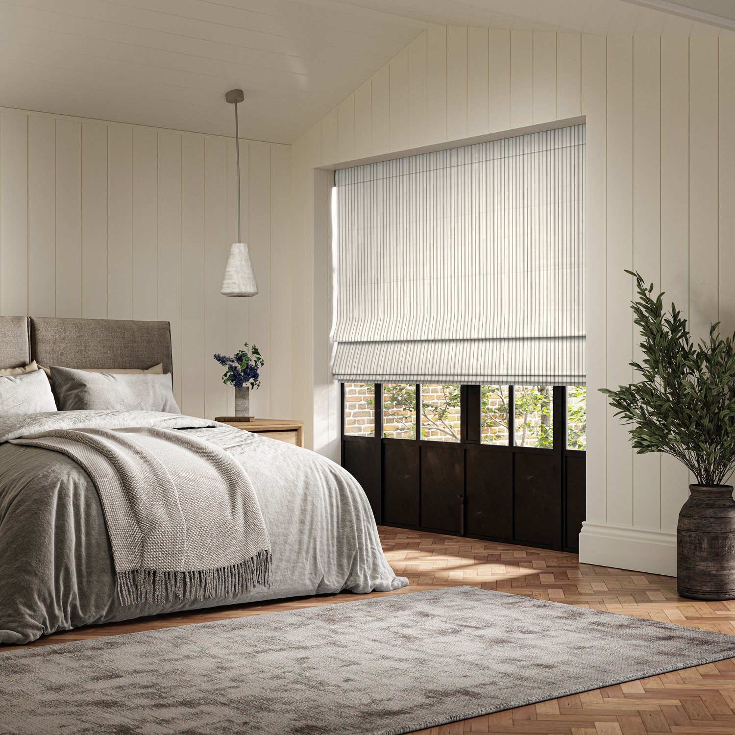 phoebe slate woven roman blind