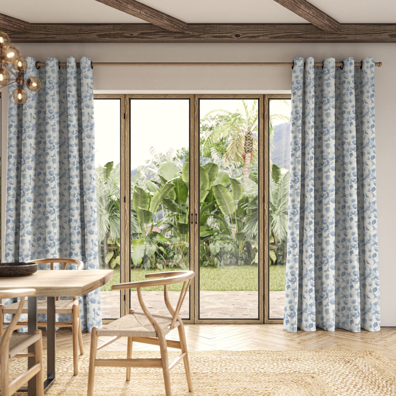 priscilla bluebell printed curtain