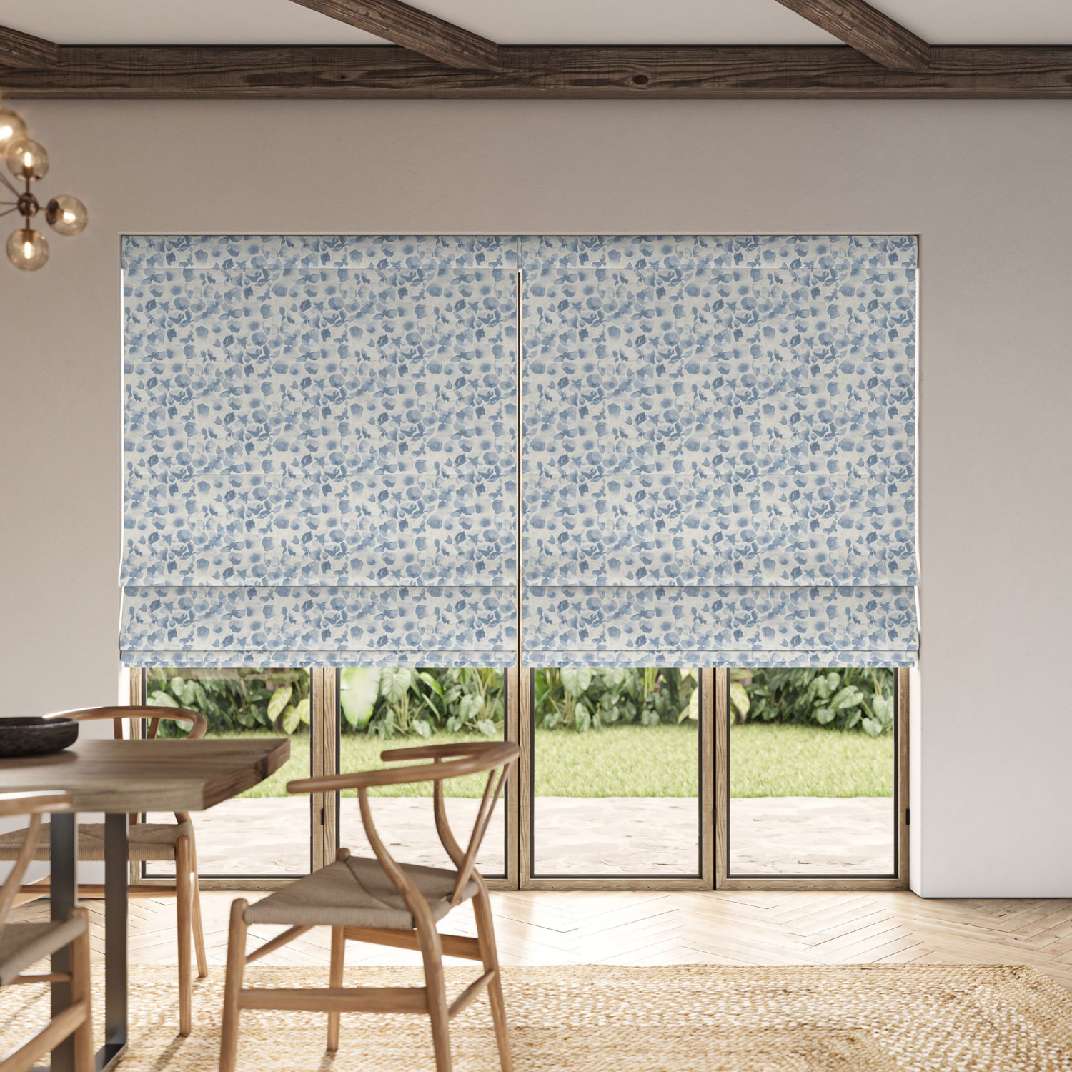 priscilla bluebell printed roman blind