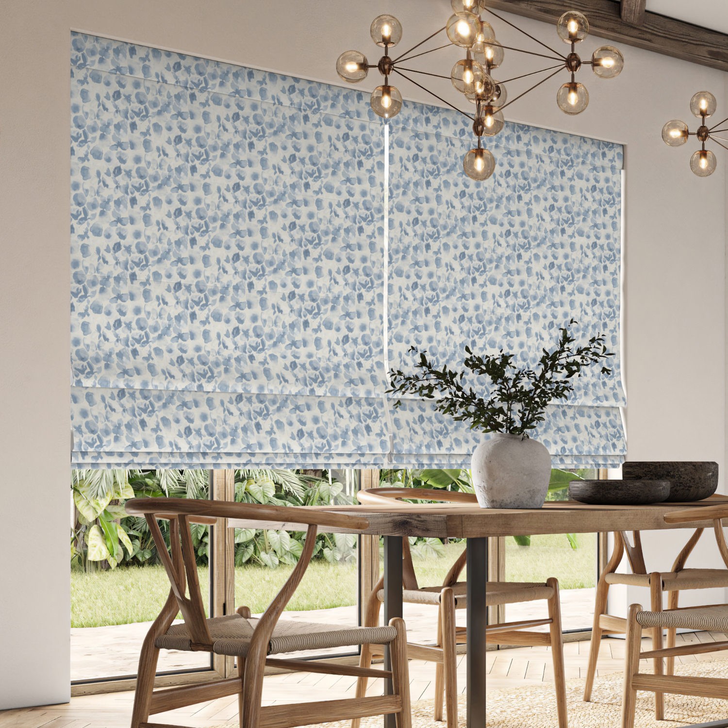 priscilla bluebell printed roman blind