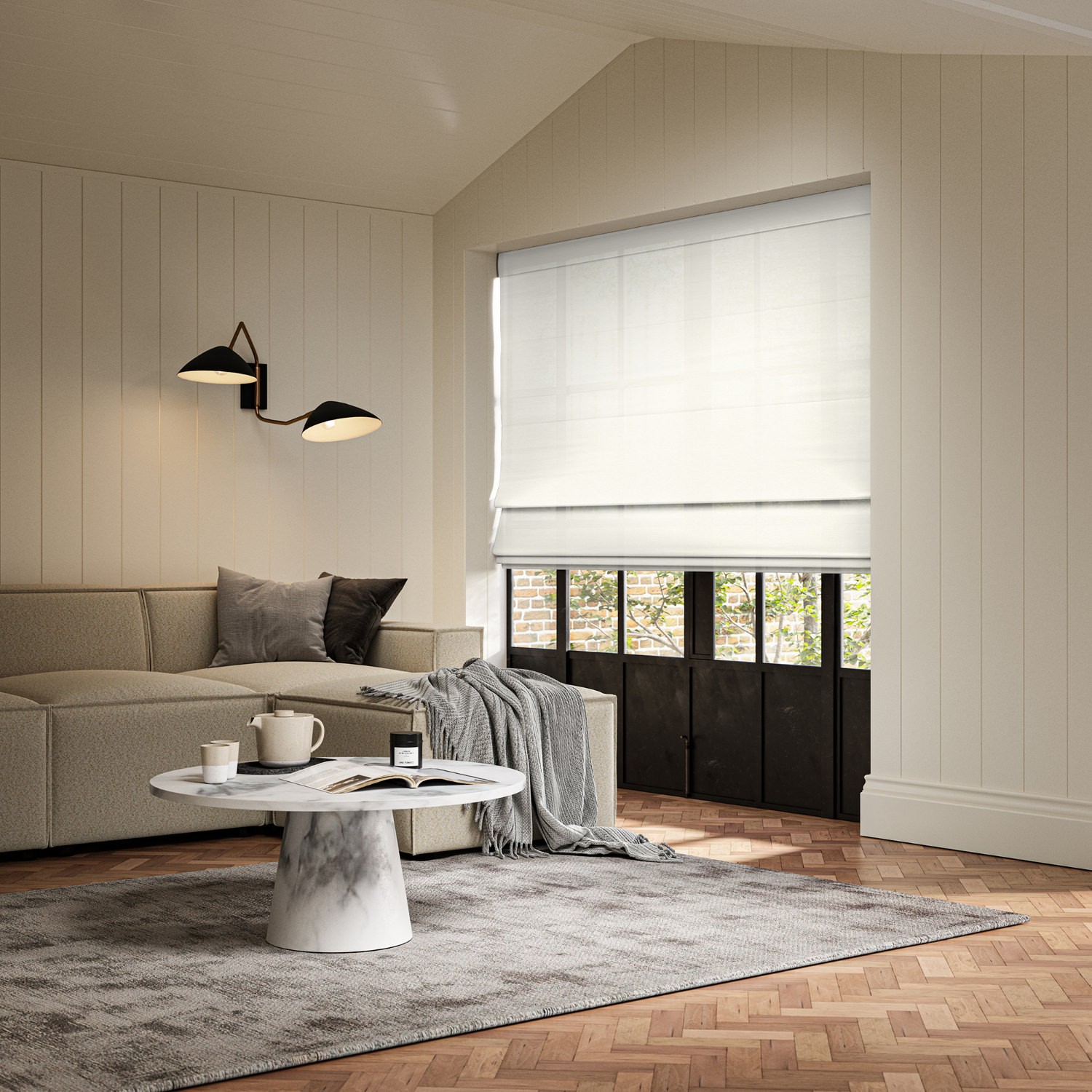 rainey ivory sheer roman blind