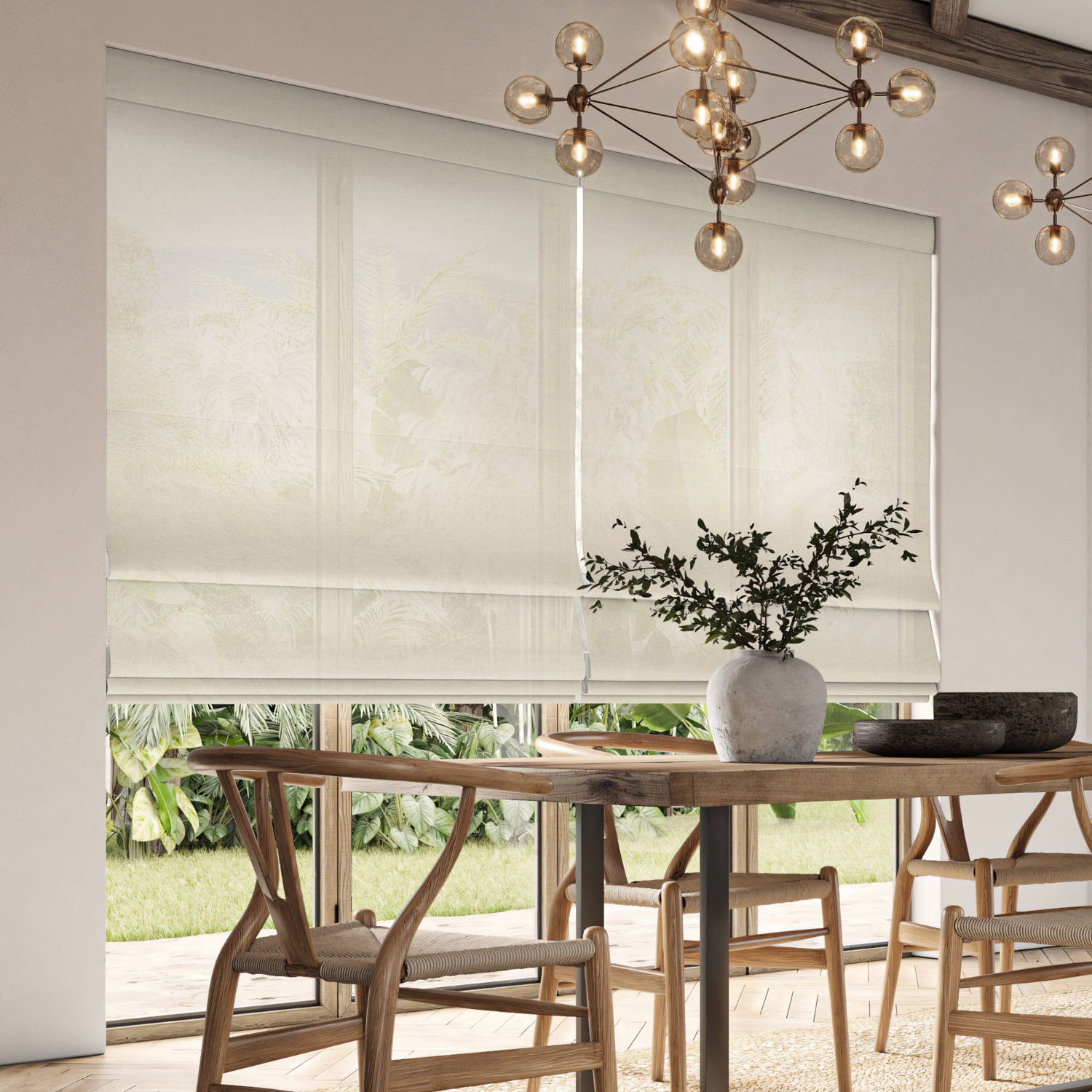 rainey putty sheer roman blind