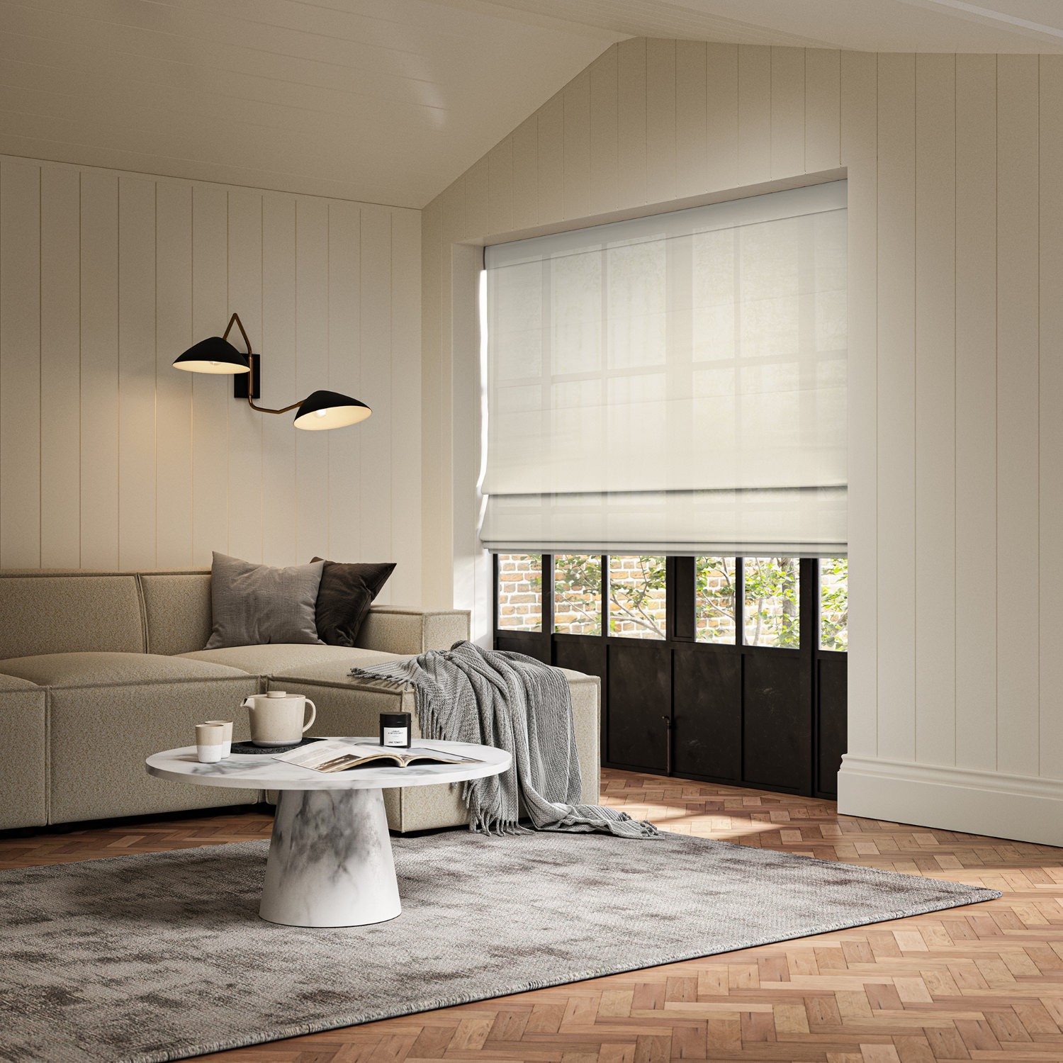 rathlin putty sheer roman blind