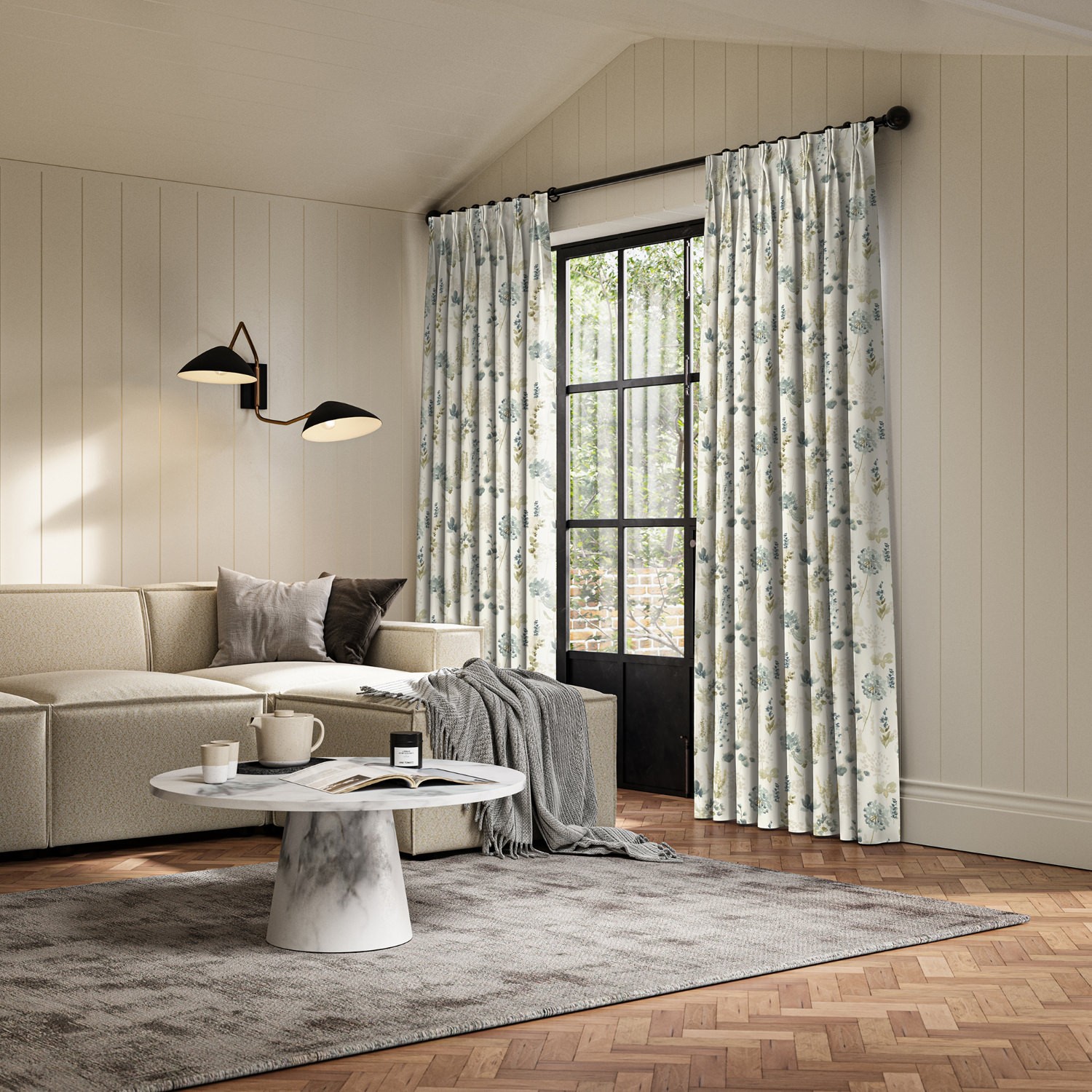 rubina azure printed curtain