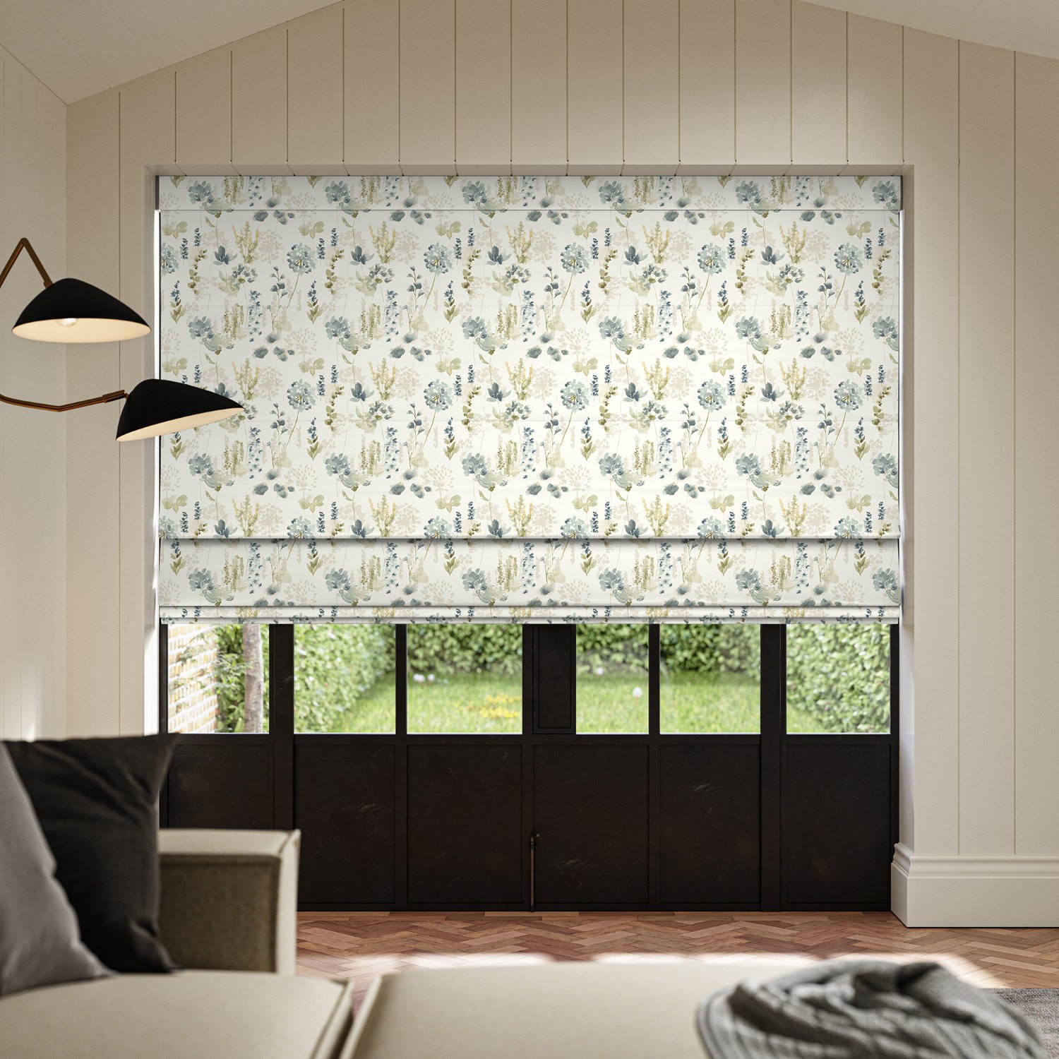 rubina azure printed roman blind