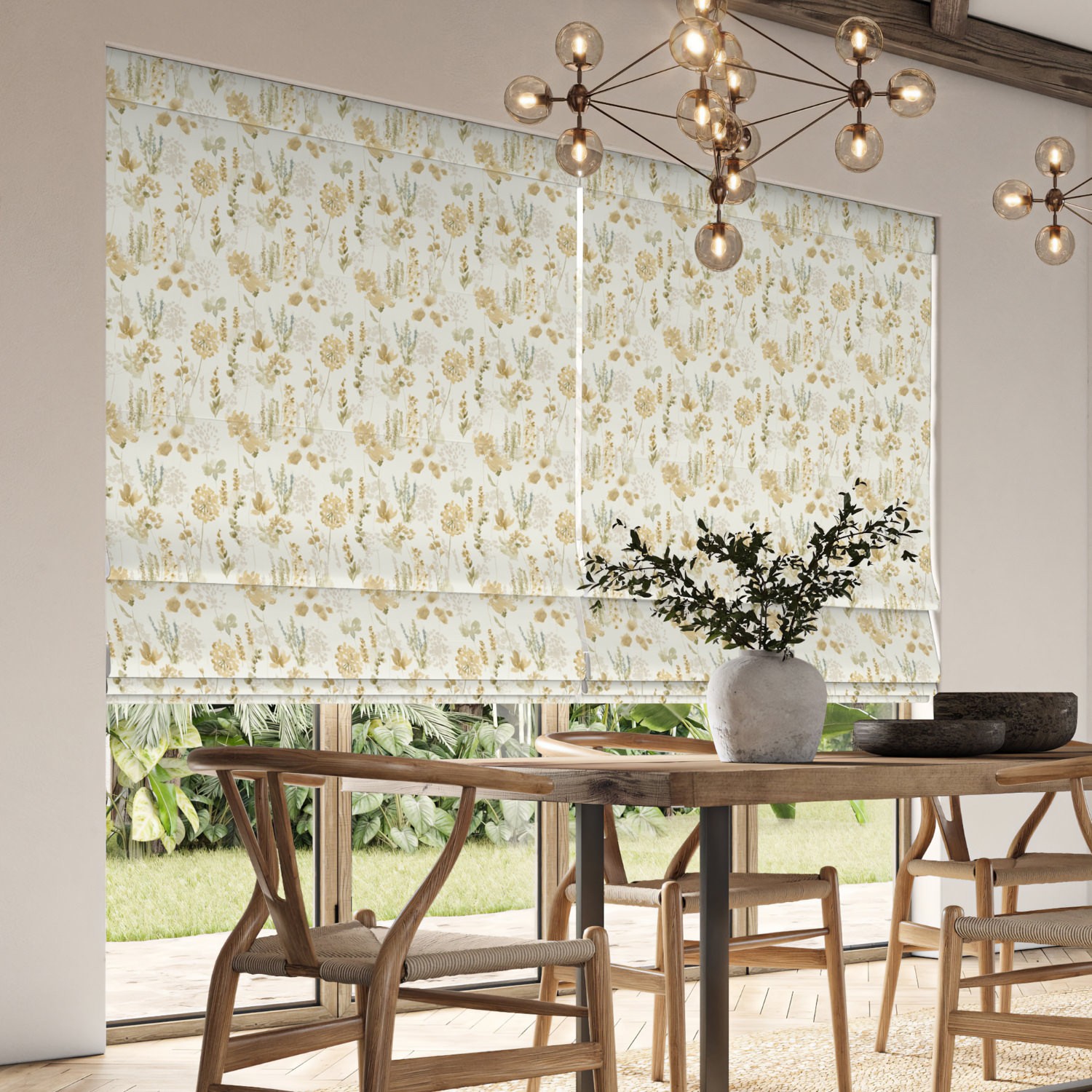 rubina maize printed roman blind