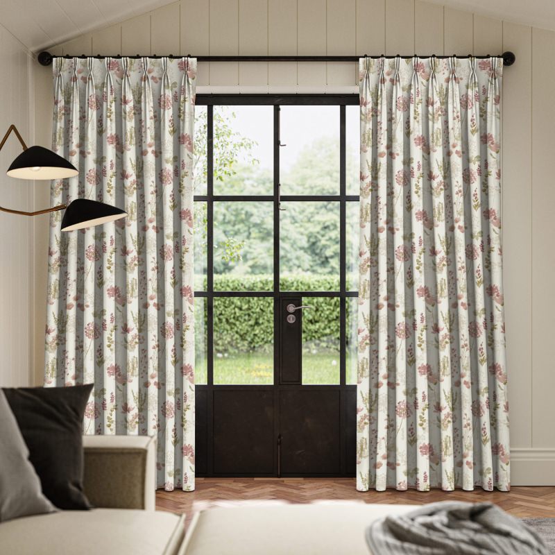 Rubina Peony Printed Curtain with a gentle, romantic floral design in soft peony pinks.