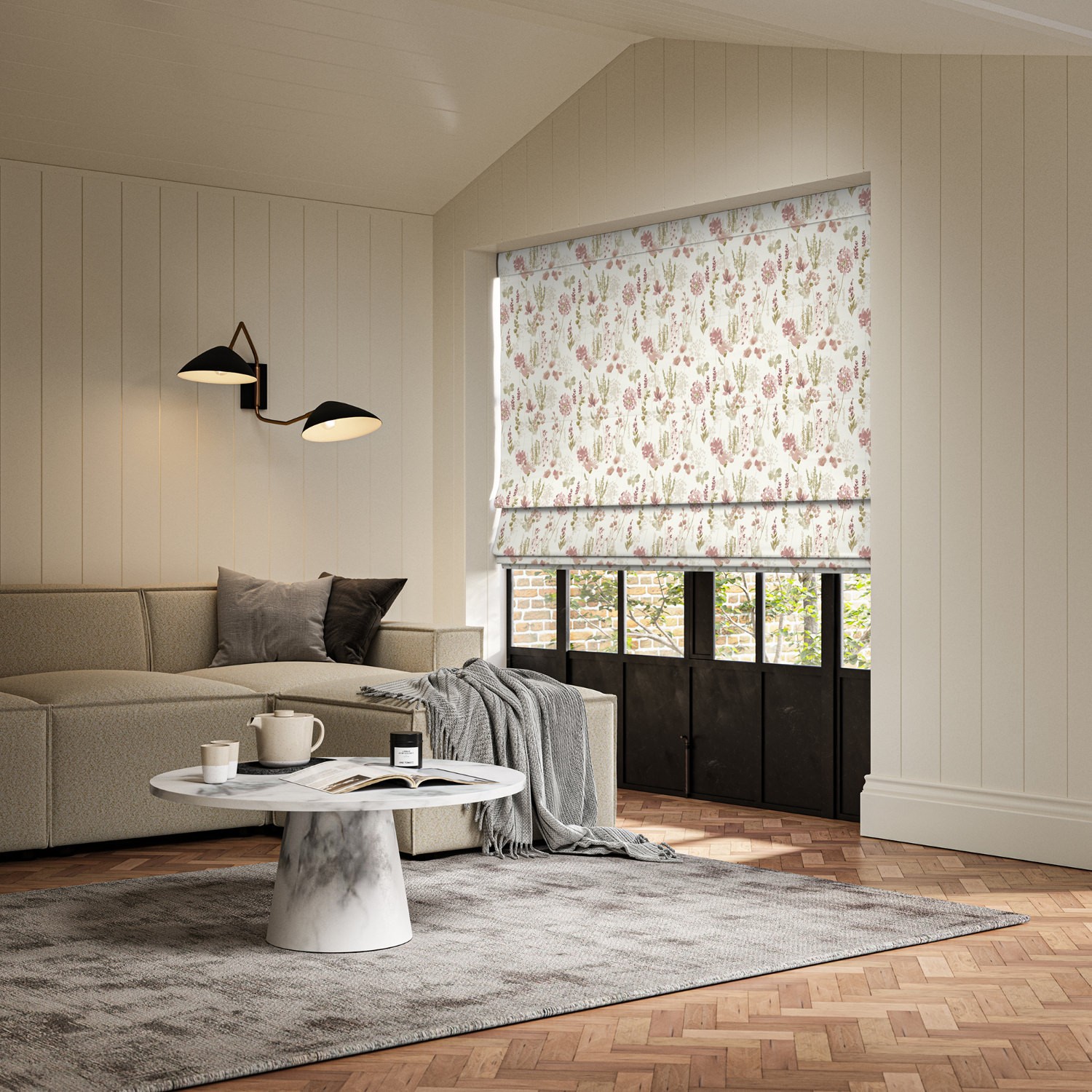rubina peony printed roman blind