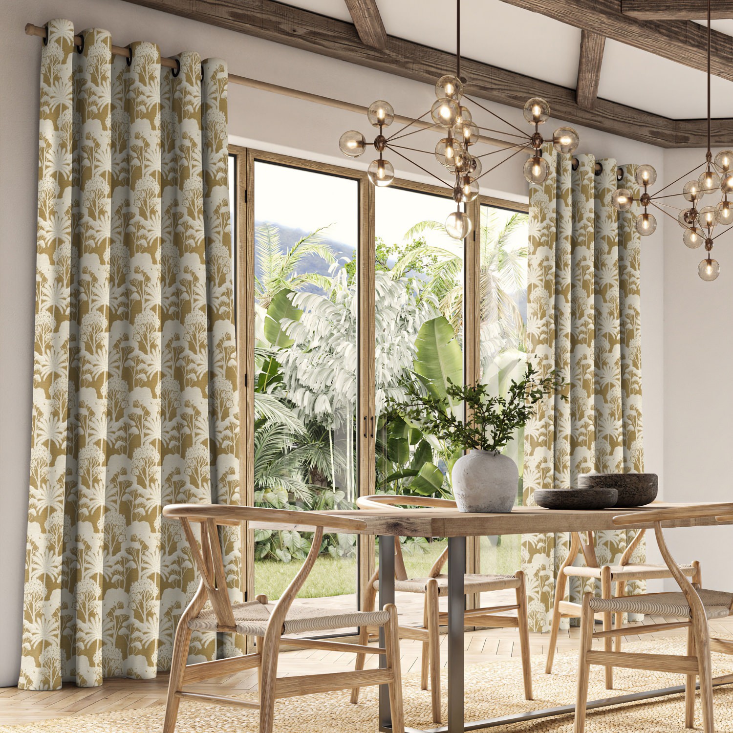 ruby ochre jacquard curtain