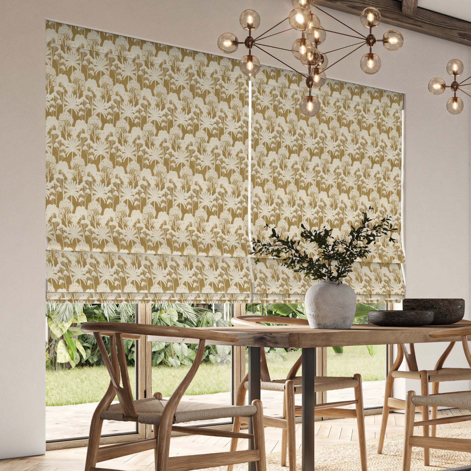 ruby ochre jacquard roman blind
