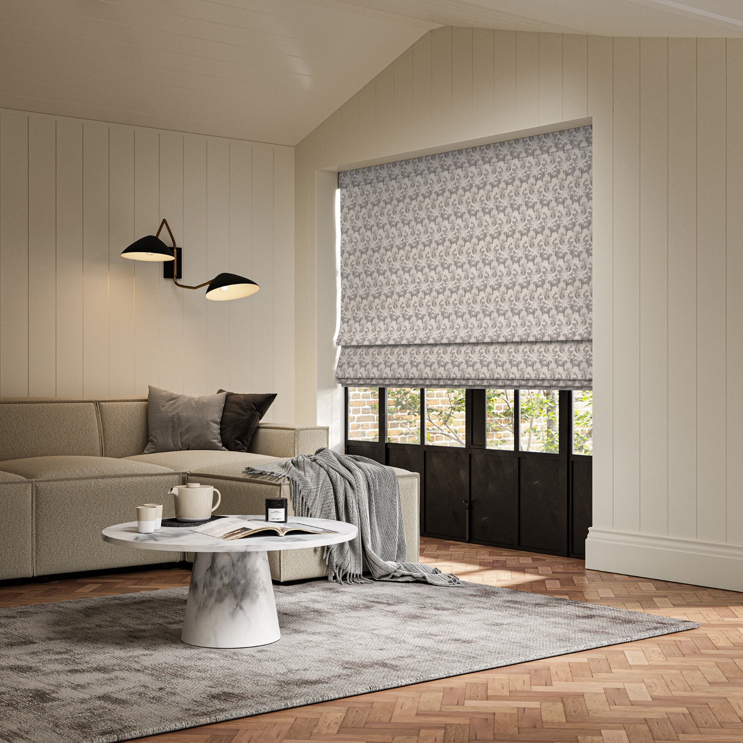 ruby slate jacquard roman blind