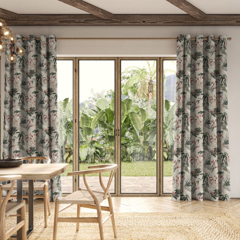 Sadie Berry Printed Curtain with a beautiful, intricate pattern in a palette of deep, warm berry tones.