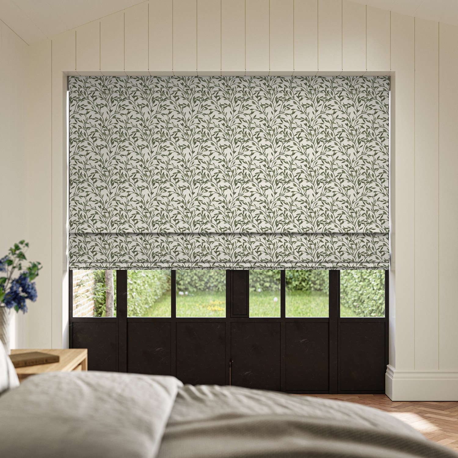 sandrine forest printed roman blind