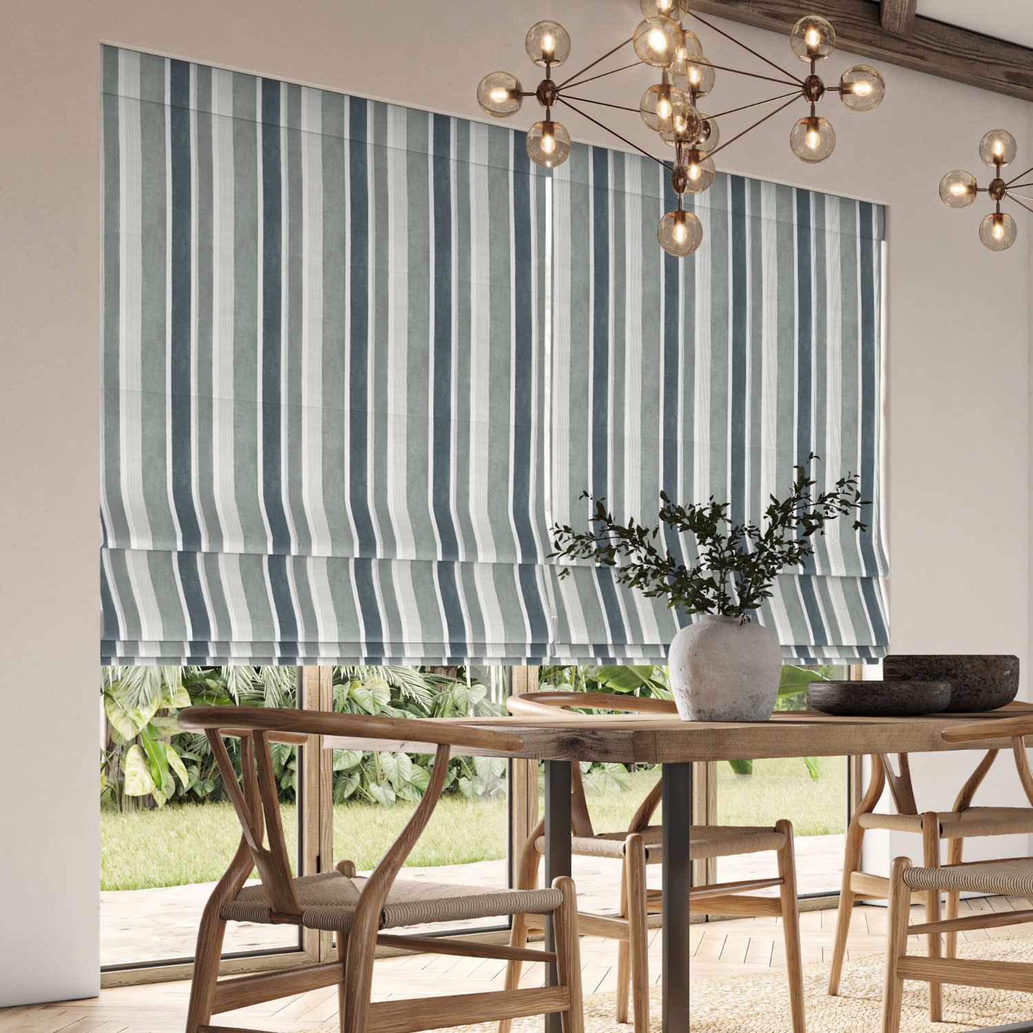 serena azure printed roman blind