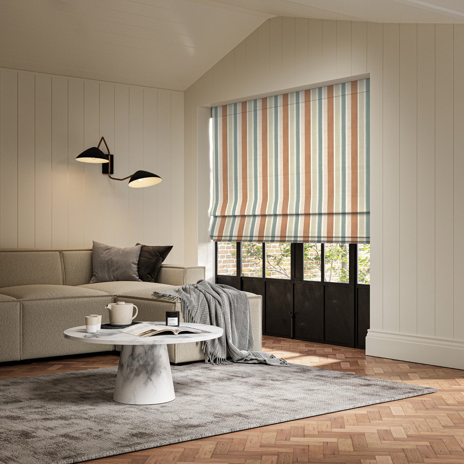 serena copper printed roman blind