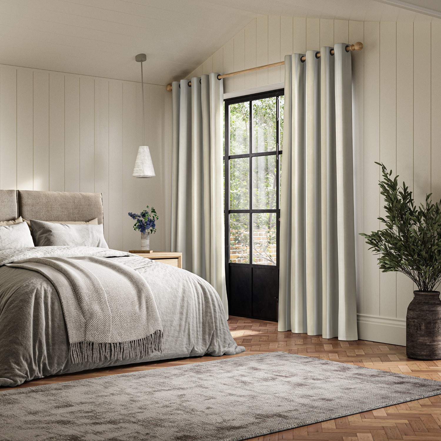 serena flax printed curtain