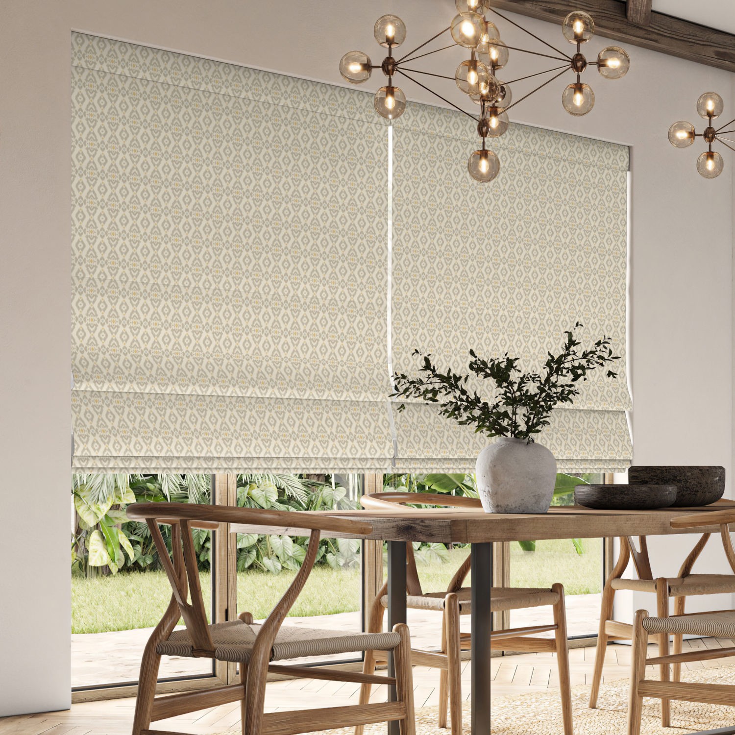 shah gold printed roman blind