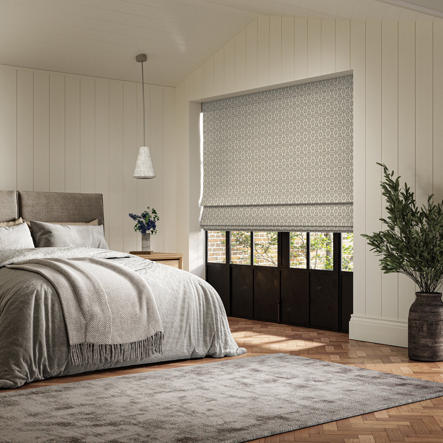 shah rose printed roman blind