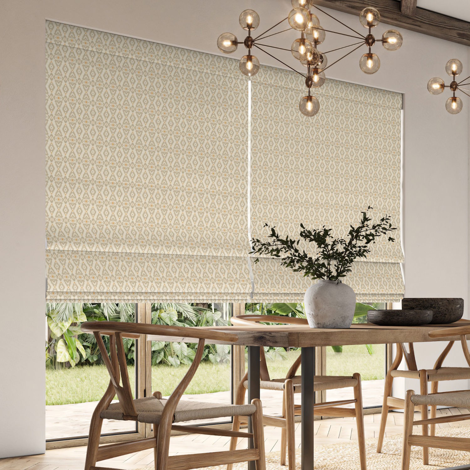 shah terracotta printed roman blind