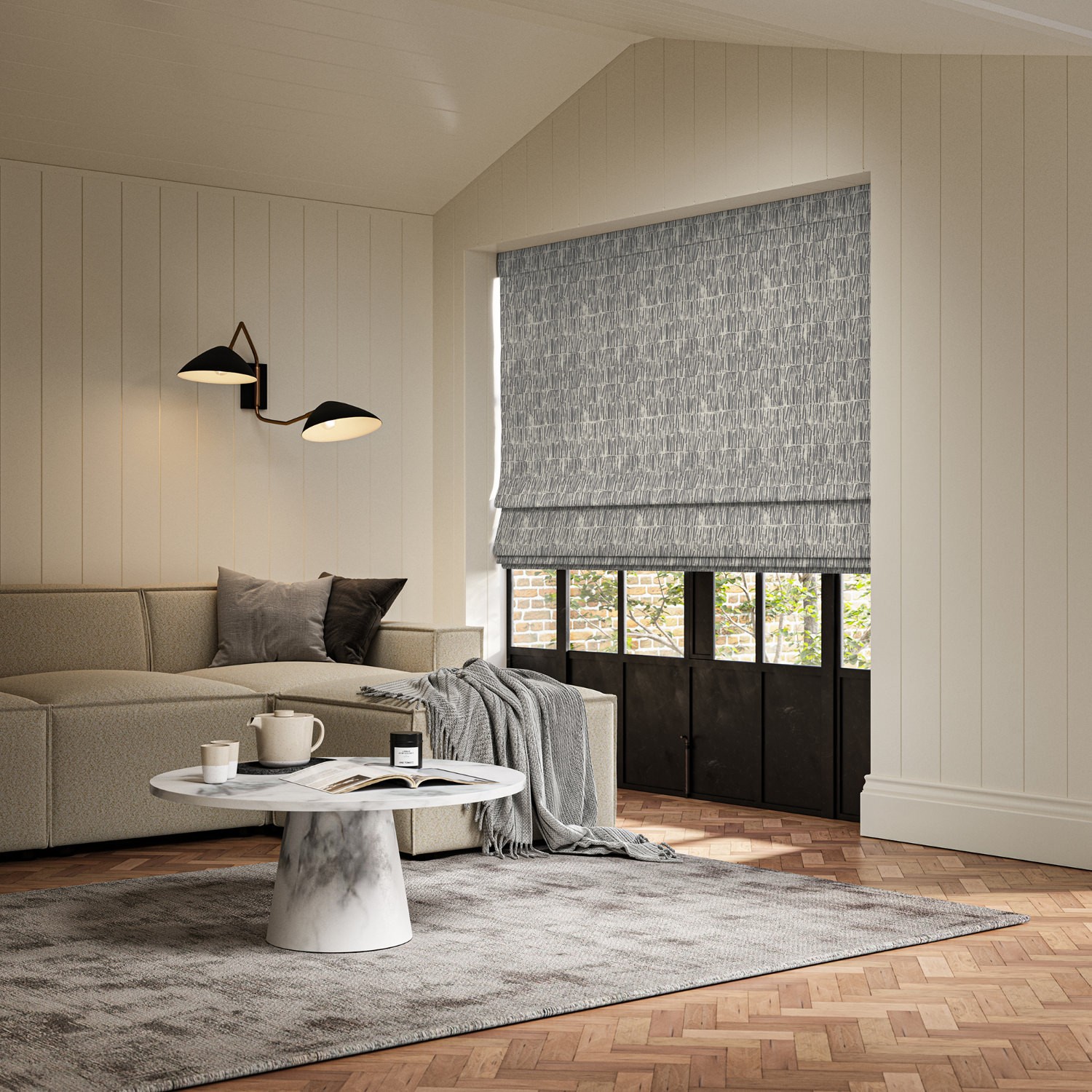 sonya pitch printed roman blind
