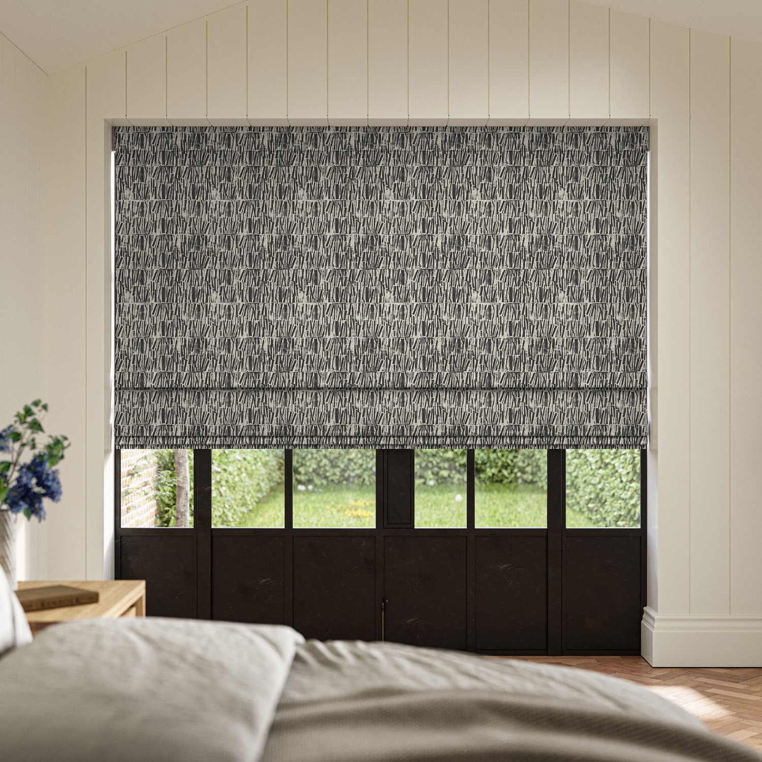 sonya stone printed roman blind