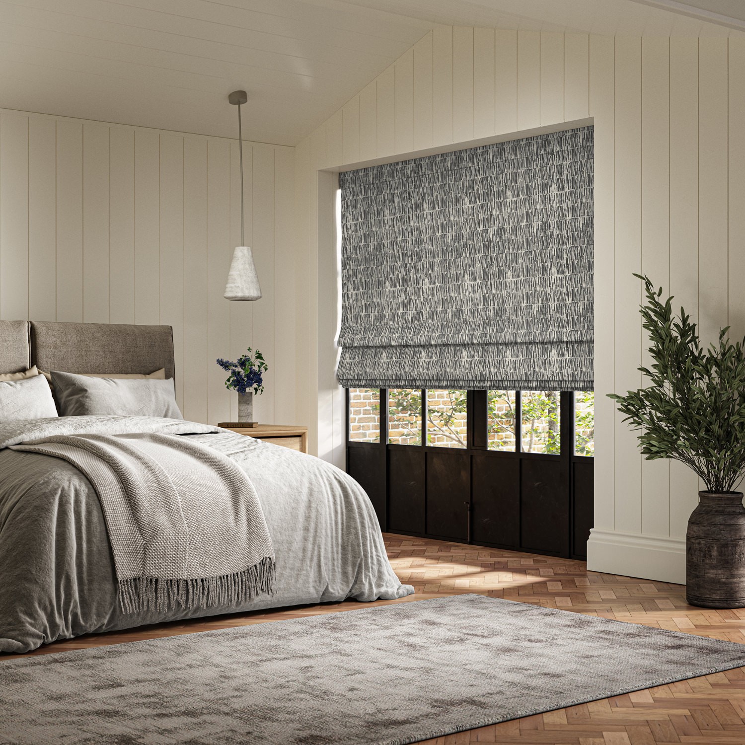 sonya stone printed roman blind