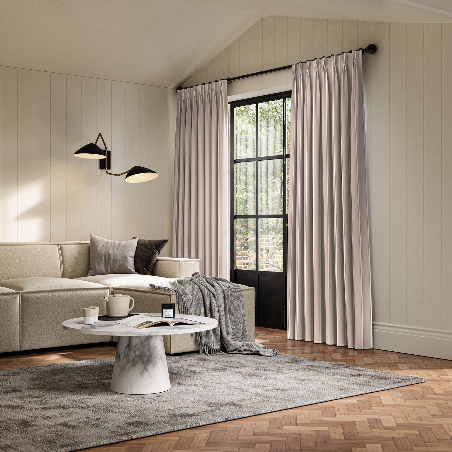 stefan blush printed curtain