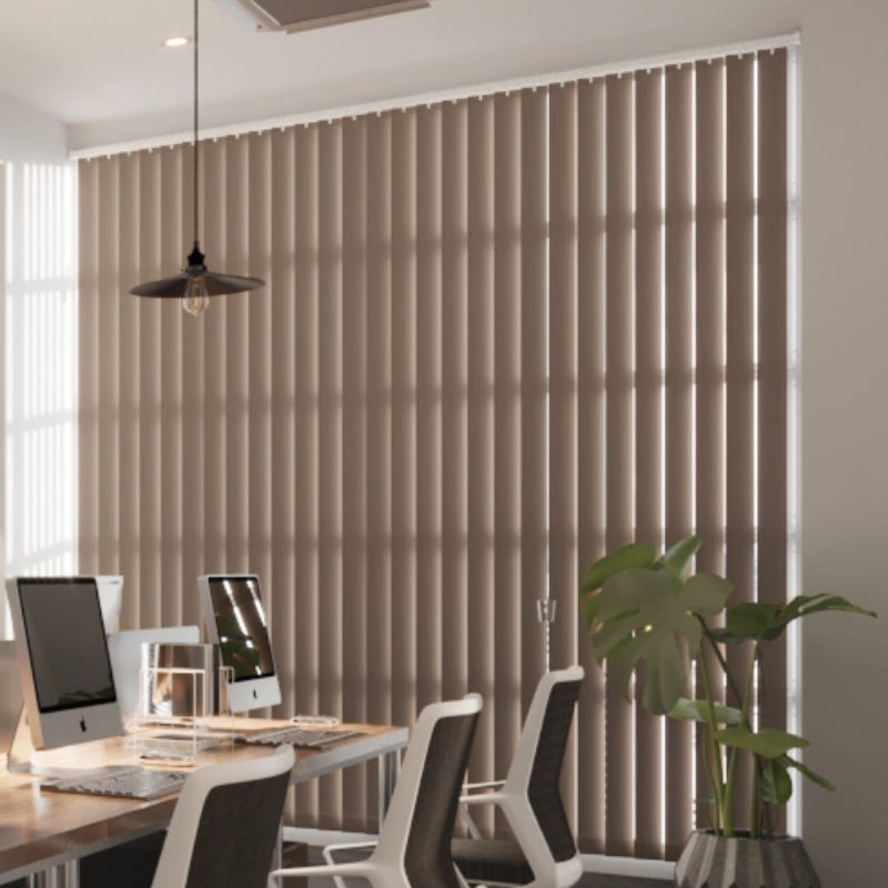 Commercial FR Tan Cordless Vertical Blind
