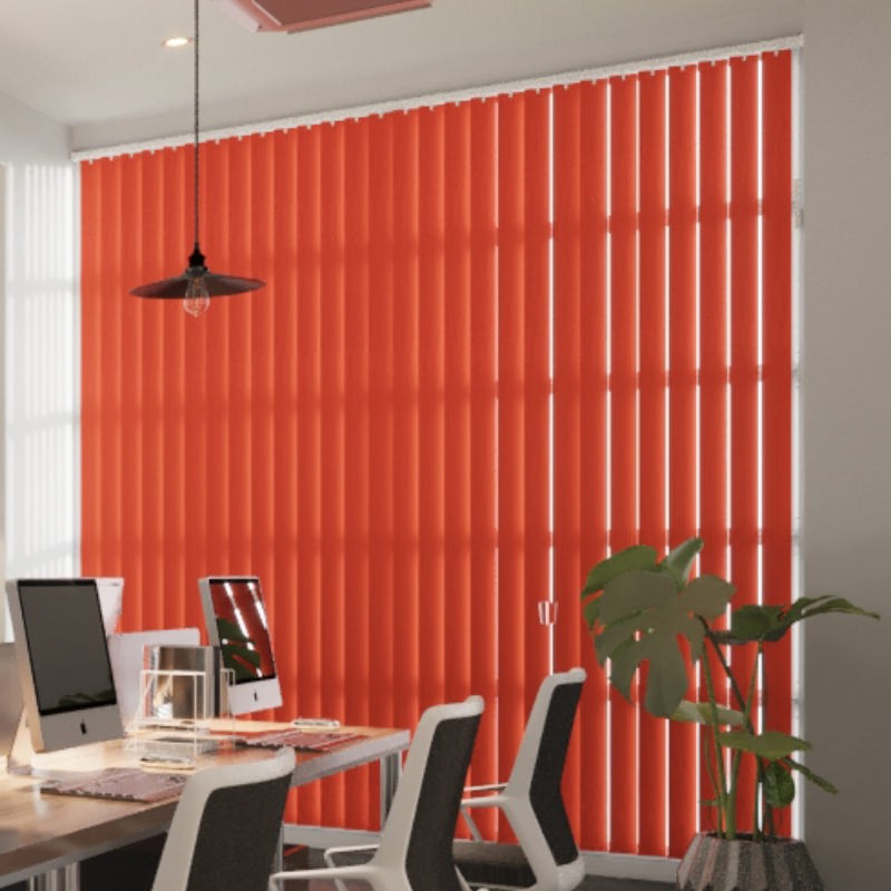 Commercial FR Tangerine Blackout Vertical Blind