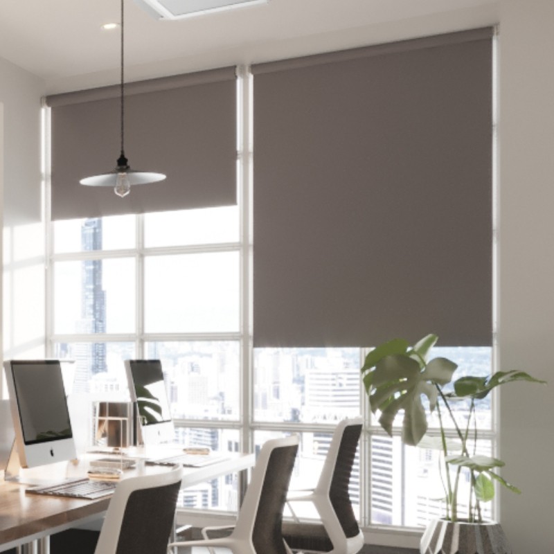 Commercial FR Taupe Cordless Roller Blind