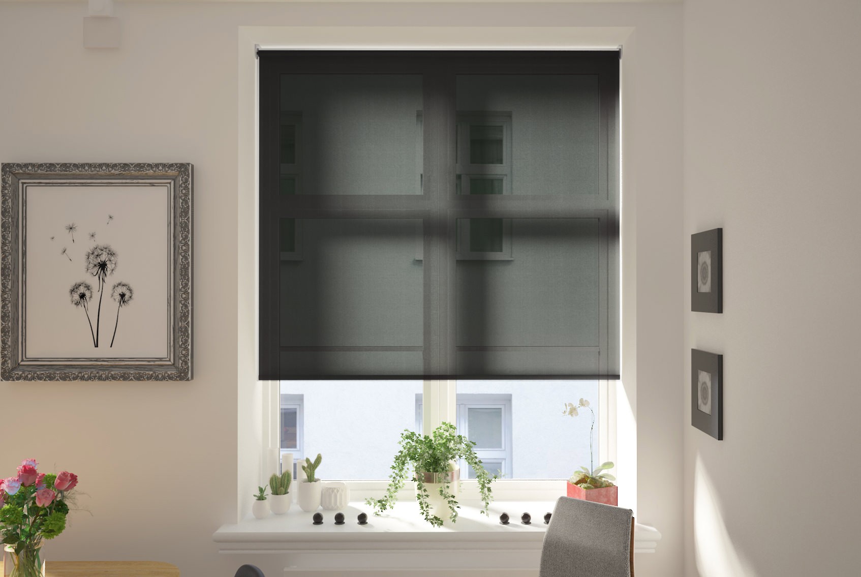Teramo Charcoal  XL Mains Electric Roller Blind