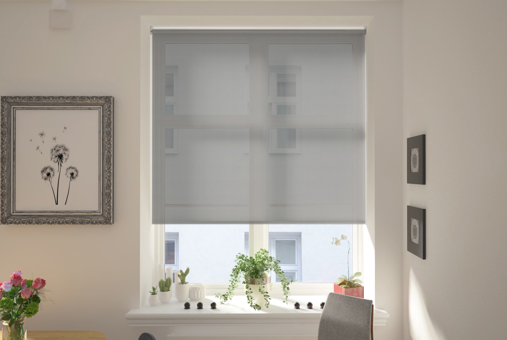 Teramo Mid Grey  XL Mains Electric Roller Blind